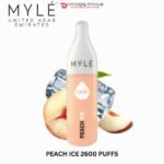 MYLE DRIP 2600 PUFFS DISPOSABLE VAPE IN DUBAI UAE PEACH ICE