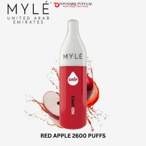 MYLE DRIP 2600 PUFFS DISPOSABLE VAPE IN DUBAI UAE RED APPLE