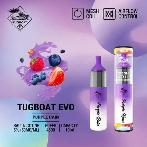 TUGBOAT EVO 4500 PUFFS BUY DISPOSABLE VAPE DUBAI PURPLE RAIN