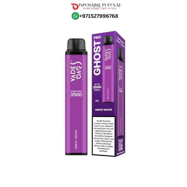 VAPE BAR GHOST PRO 3500 PUFFS GREAT GRAPE DISPOSABLE VAPE DUBAI