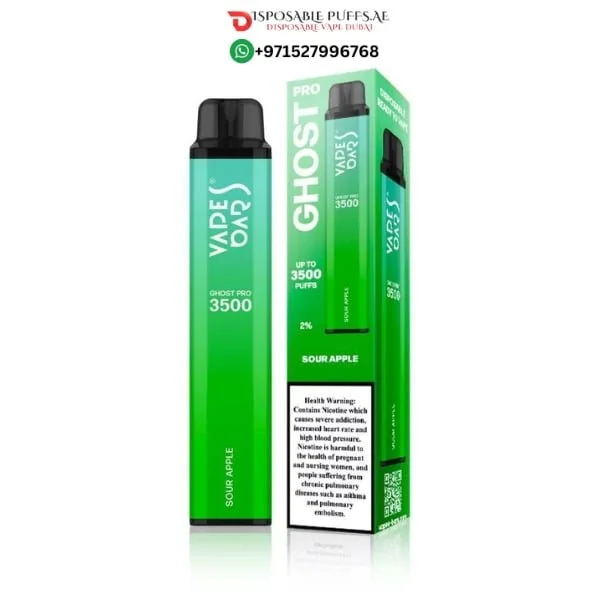 VAPE BAR GHOST PRO 3500 PUFFS SOUR APPLE DISPOSABLE VAPE DUBAI