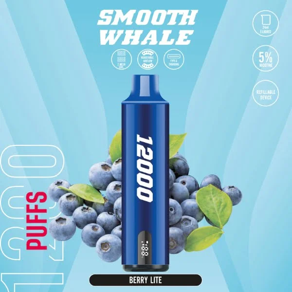 BUY SMOOTH WHALE 12000 PUFFS BERRY LITE DISPOSABLE VAPE DUBAI UAE