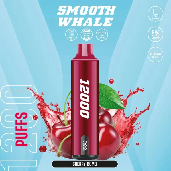 BUY SMOOTH WHALE 12000 PUFFS CHERRY BOMB DISPOSABLE VAPE DUBAI UAE