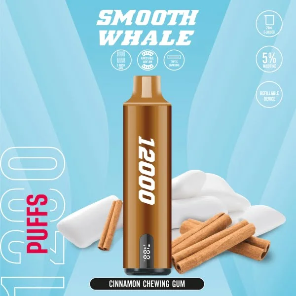 BUY SMOOTH WHALE 12000 PUFFS CINNAMON CHEWING GUM DISPOSABLE VAPE DUBAI UAE