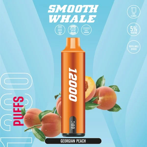 BUY SMOOTH WHALE 12000 PUFFS GEORGIAN PEACH DISPOSABLE VAPE DUBAI UAE