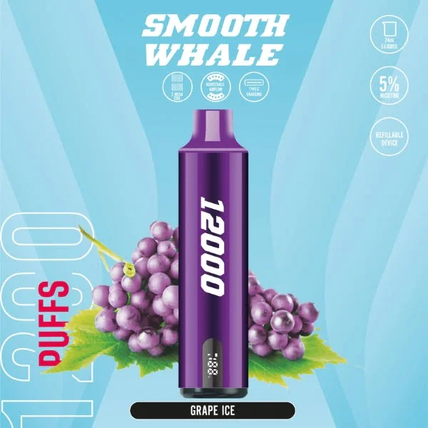 BUY SMOOTH WHALE 12000 PUFFS GRAPE ICE DISPOSABLE VAPE DUBAI UAE