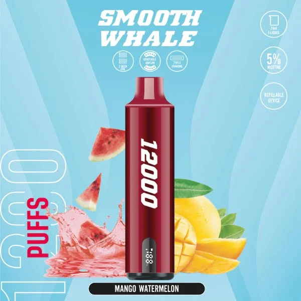 BUY SMOOTH WHALE 12000 PUFFS MANGO WATERMELON DISPOSABLE VAPE DUBAI UAE