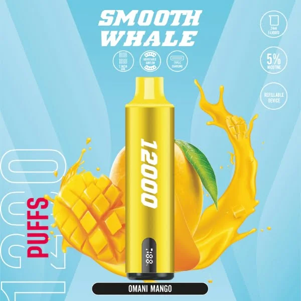 BUY SMOOTH WHALE 12000 PUFFS OMANI MANGO DISPOSABLE VAPE DUBAI UAE