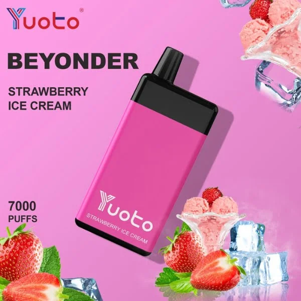 Yuoto Beyonder 7000 Puffs Disposable Vape in Abu Dhabi UAE STRAWWBERRY ICE CREAM